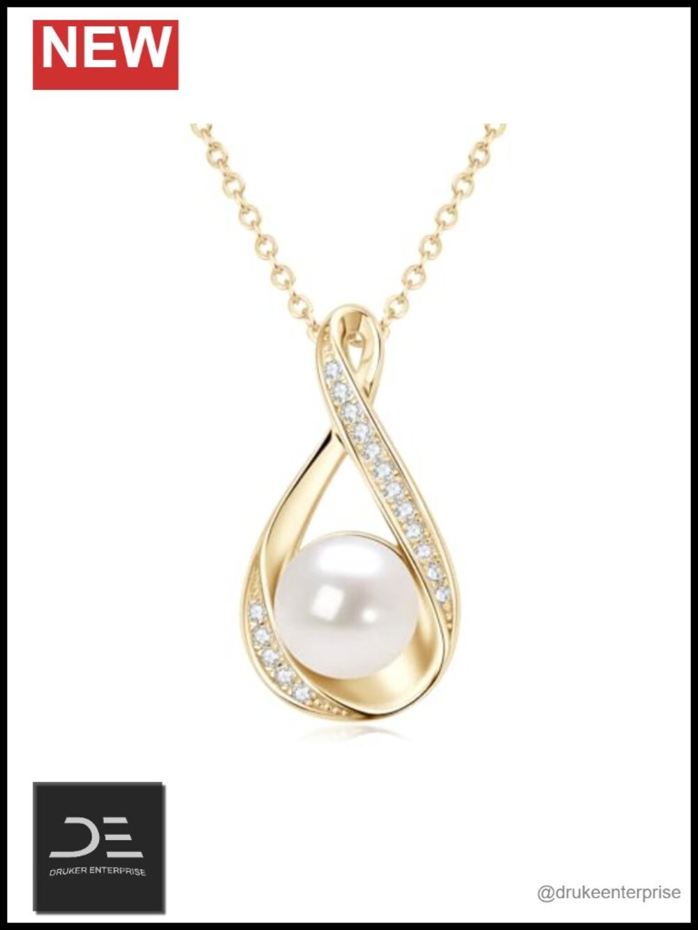Freshwater Pearl Pendant Necklace 925 Sterling Silver Moissanite Women Jewelry